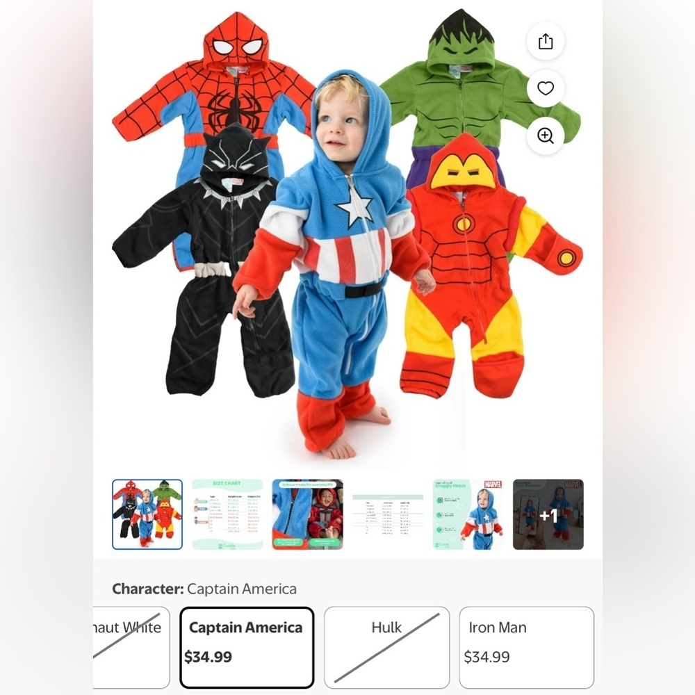 Marvel - NWT - Captain America Kids One Piece - Blue, Red, White - Picture 2 of 3